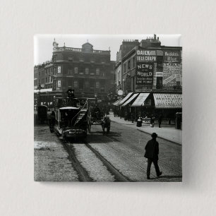 The Angel, Islington, Londen, c.1890 Vierkante Button 5,1 Cm