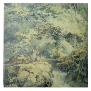 The Angler, 1794 (m/c boven grafiet op papier) Tegeltje