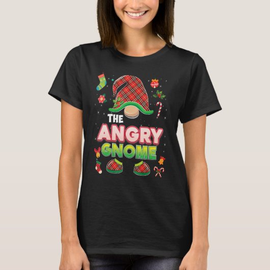 The Angry Gnome Buffalo Plaid Matching Christmas P T-shirt (Voorkant)