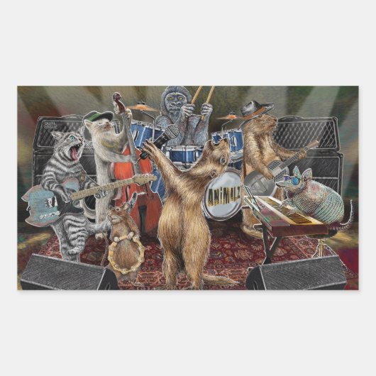 The Animals Band Dierlijke muzikanten Optreden Rechthoekige Sticker (Voorkant)