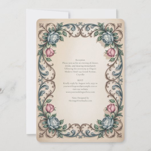 The Anne Elliot Quiet Romance Floral Wedding  Kaart (Achterkant)