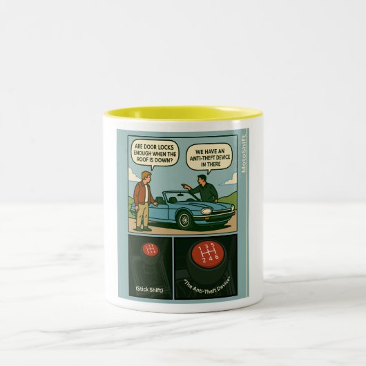 The Anti-Theft Device (Stick Shift) Tweekleurige Koffiemok (Center)