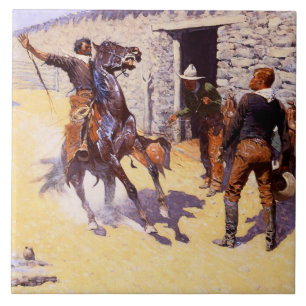 “The Apaches - The Alarm” door Frederic Remington Tegeltje