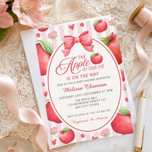 The Apple Of Our Eye Coquette Rode Pink Baby Showe Kaart