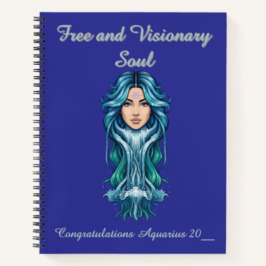The Aquarius Lady: Handcrafted Custom notebook Notitieboek (Voorkant)