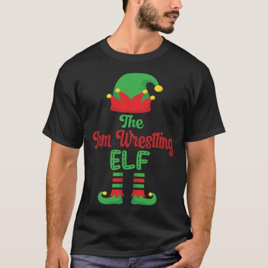 The arm wrestling elf matching family group for fa t-shirt (Voorkant)