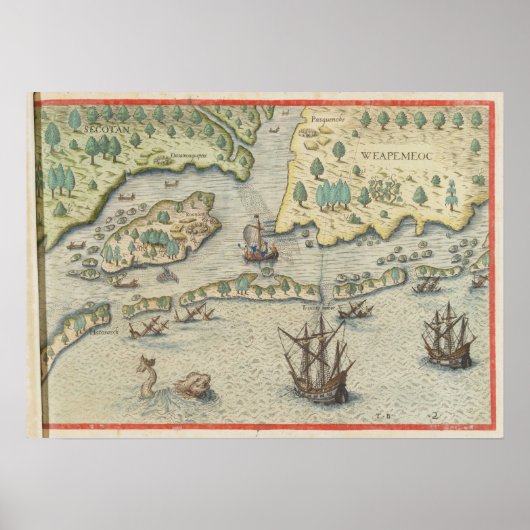 The arrival of the Englishmen in Virginia Poster (Voorkant)