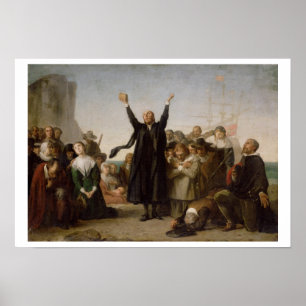 The Arrival of the Pilgrim Fathers, c.1864 (oil on Poster