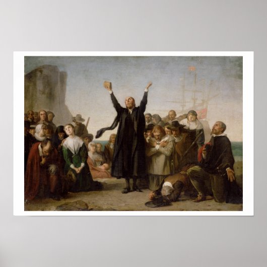 The Arrival of the Pilgrim Fathers, c.1864 (oil on Poster (Voorkant)