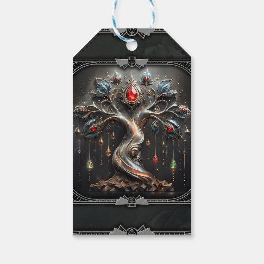 The Art Deco Tree of Life design. Cadeaulabel (Achterkant)