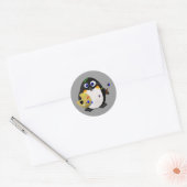 "The Artist" — Cute Painter Penguin Ronde Sticker (Envelop)