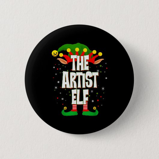 The Artist Elf Christmas Ronde Button 5,7 Cm (Voorkant)