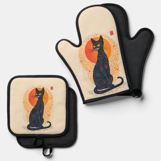 The Artistic Cat Ovenwant & Pannenlap Set (Voorkant / Achterkant)