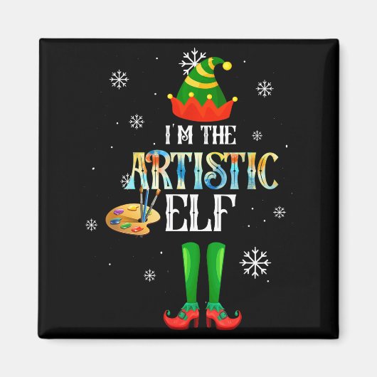The Artistic Elf Squad Elf Family Christmas Pajama Magneet (Voorkant)