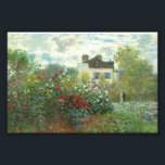 The Artists Garden in Argenteuil door Claude Monet Foto Afdruk<br><div class="desc">De Kunstenaarstuin in Argenteuil (Een hoek van de tuin met Dahlia's), 1873 is een schilderij van Claude Monet met een bank bloeiende struiken, mogelijk rozen, vult het grootste deel van een afgesloten tuin voor een wit huis. De scène is gemaakt met zichtbare dabs en streken van scharlakenrood, bleek geel, roestbruin...</div>
