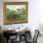 The Artists Garden in Argenteuil door Claude Monet Poster<br><div class="desc">De Kunstenaarstuin in Argenteuil (Een hoek van de tuin met Dahlia's), 1873 is een schilderij van Claude Monet met een bank bloeiende struiken, mogelijk rozen, vult het grootste deel van een afgesloten tuin voor een wit huis. De scène is gemaakt met zichtbare dabs en streken van scharlakenrood, bleek geel, roestbruin...</div>