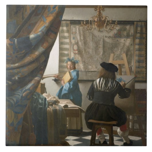 The Artist's Studio, c.1665-66 (olie op canvas) Tegeltje (Voorkant)
