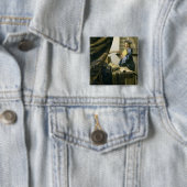 The Artist's Studio, c.1665-6 Vierkante Button 5,1 Cm (In situ)