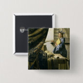The Artist's Studio, c.1665-6 Vierkante Button 5,1 Cm (Voorkant /achterkant)