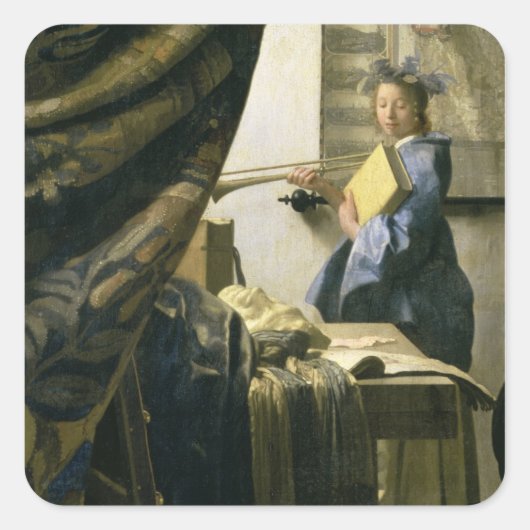 The Artist's Studio, c.1665-6 Vierkante Sticker (Voorkant)