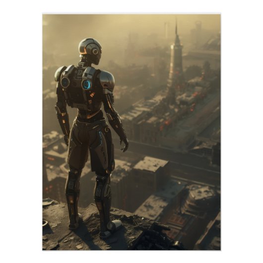 The Ascendant Guardian: Futuristic Sci Fi Art Perfect Poster (Voorkant)