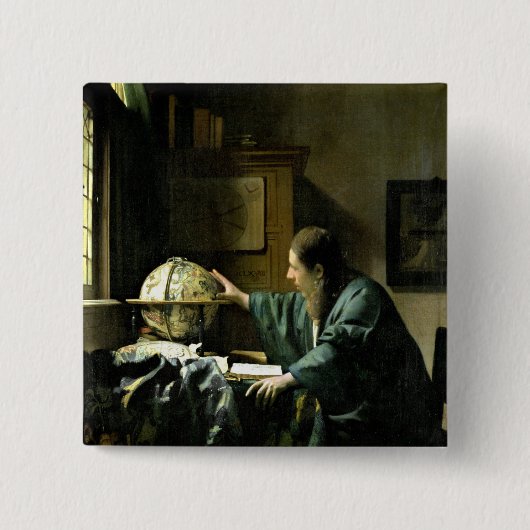 The Astronomer, 1668 Vierkante Button 5,1 Cm (Voorkant)