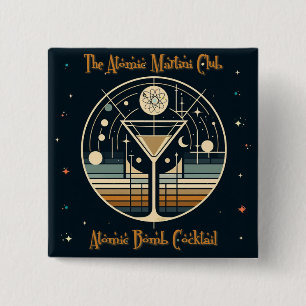The Atomic Martini Club Atoombom Cocktail Vierkante Button 5,1 Cm