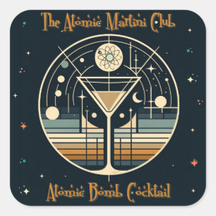The Atomic Martini Club Atoombom Cocktail Vierkante Sticker
