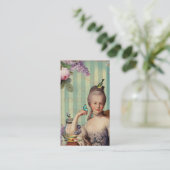 Thé au Petit Trianon over ivoor met theepot Visitekaartje (Staand voorkant)