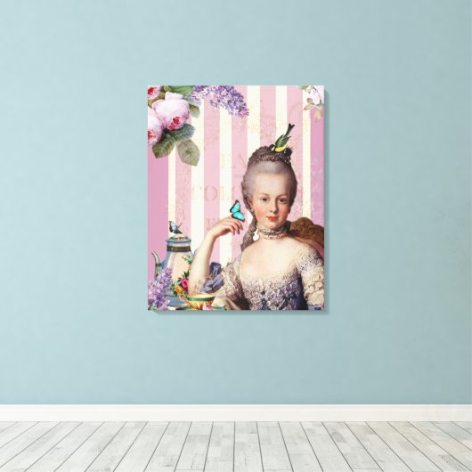 Thé au Petit Trianon - roos Canvas Afdruk (Insitu (Houten vloer))