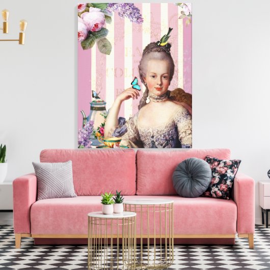 Thé au Petit Trianon - roos Canvas Afdruk (Insitu (Woonkamer))