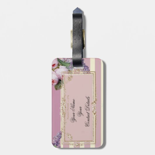 Thé au Petit Trianon, roos en ivoor Bagagelabel (Achterkant verticaal)