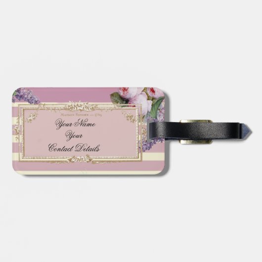 Thé au Petit Trianon, roos en ivoor Bagagelabel (Achterkant horizontaal)