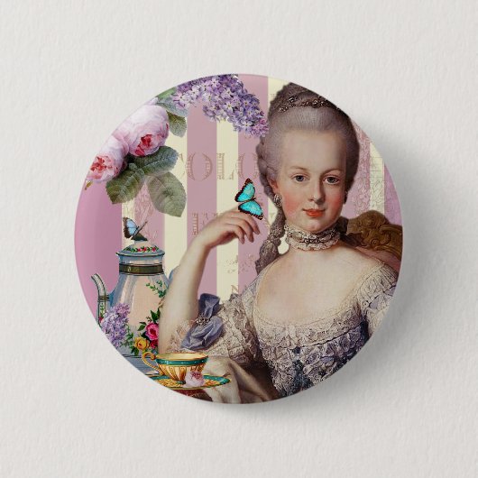 Thé au Petit Trianon - roos Ronde Button 5,7 Cm (Voorkant)