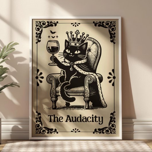 The Audacity Black Cat Funny Tarot Card Art Poster