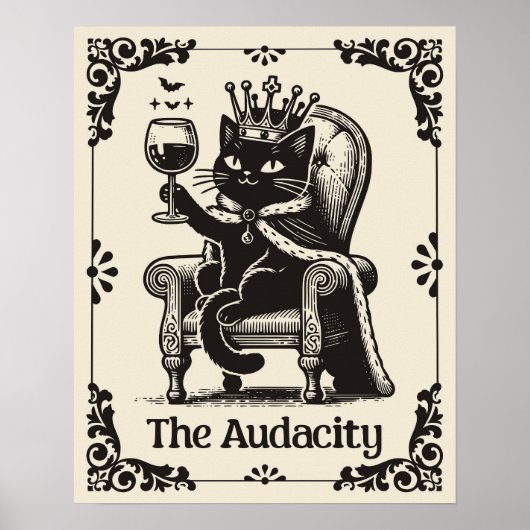 The Audacity Black Cat Funny Tarot Card Art Poster (Voorkant)