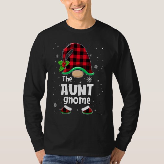 The Aunt Gnome Buffalo Plaid Christmas Matching Fa T-shirt (Voorkant)