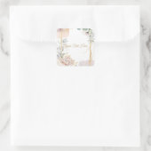 The Aureate Frame Floral Greenery Wedding  Vierkante Sticker (Tas)