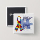 "The Autism Awareness Ribbon" Vierkante Button 5,1 Cm (Voorkant /achterkant)