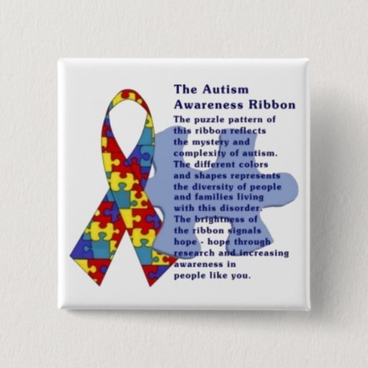 "The Autism Awareness Ribbon" Vierkante Button 5,1 Cm (Voorkant)
