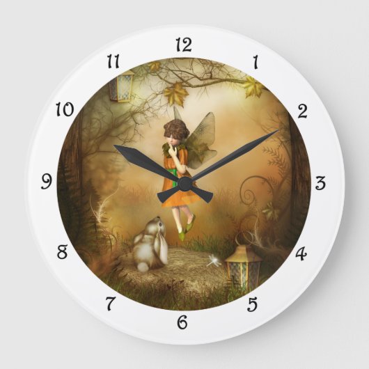 The Autumn Fairy Wall Clock Grote Klok (Voorkant)