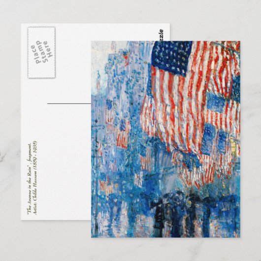 "The Avenue in the Rain" van Childe Hassam Briefkaart (Voorkant / Achterkant)