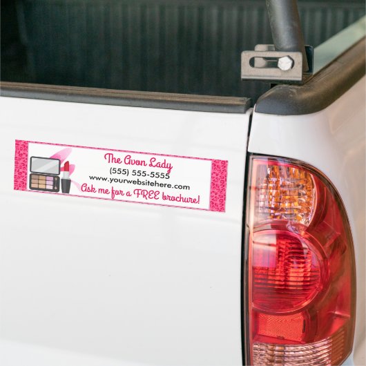 The Avon Lady, Roze Leopard Cosmetics Bumpersticker (Op Truck)