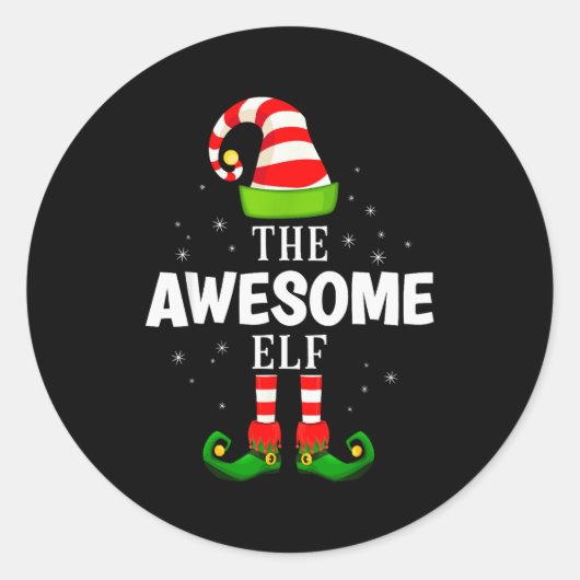 The Awesome Elf Christmas Pjs Matching Pajama  Ronde Sticker (Voorkant)