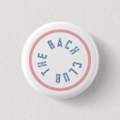 The Bach Club Blauwe Crest Roze Streep Bachelorett Ronde Button 3,2 Cm (Voorkant)