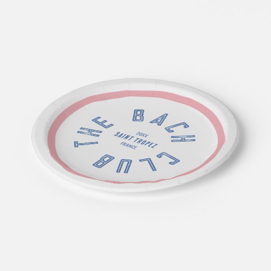 The Bach Club Blauwe Kam Blauwe Streep Papieren Bordje (Gekanteld)