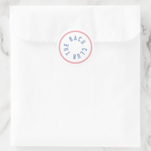 The Bach Club Blauwe Kam Blauwe Streep Roze Streep Ronde Sticker