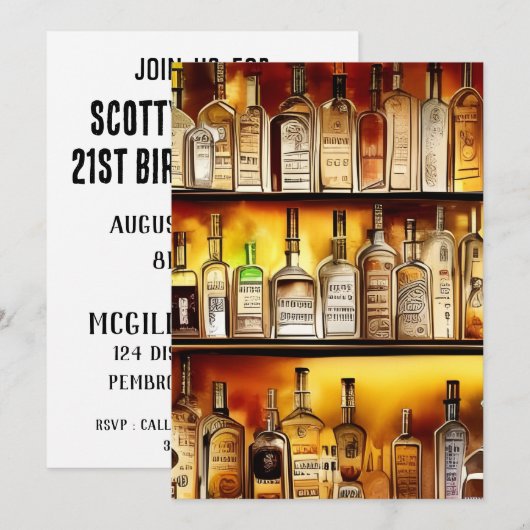 The Back Bar Artistieke Aquarel Feest Kaart (Voorkant / Achterkant)