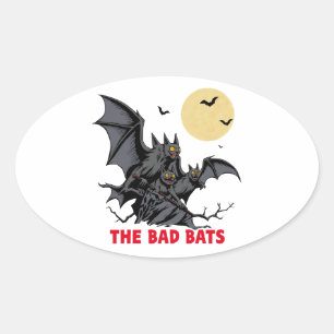 The Bad Bats - Grappig Halloween cadeau Ovale Sticker