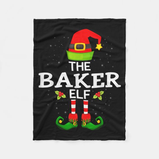 The Baker Elf Christmas Family Matching Pajama  Fleece Deken (Voorkant)